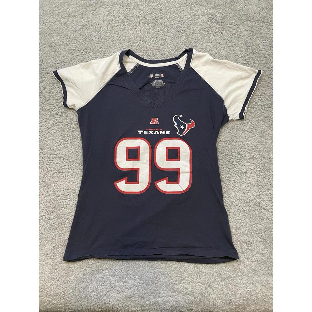 NFL TEAM APPAREL HOUSTON TEXANS #99 J.J. WATT WOMEN'S Large V-NECK SHIRT